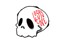 a skull with the words'loose cove'written on it
