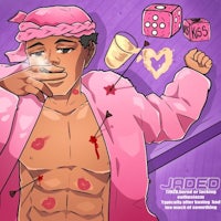 a man in a pink robe smoking a cigarette and holding a dice