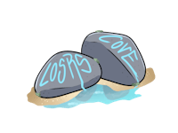 two rocks with the word'cove'written on them
